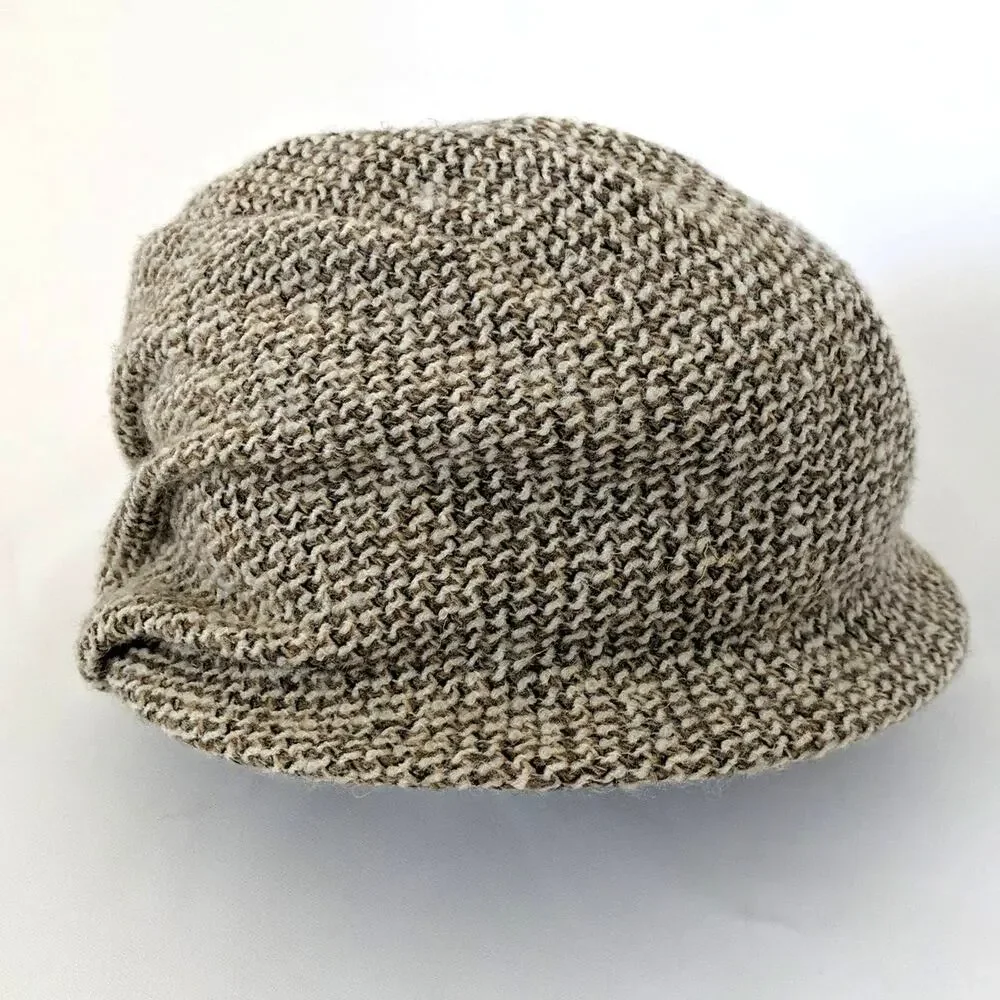 Vintage CHANEL‎ Tweed City Hat Wool Tan Cloche 57 Luxury Old Money